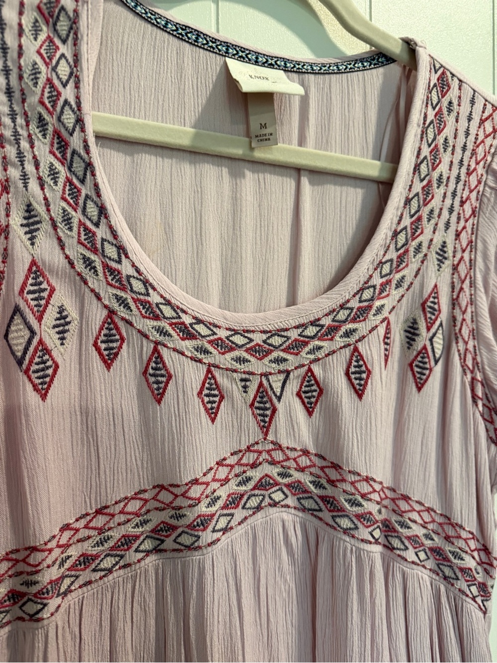 Knox Rose Blush Pink Embroidered Boho Tunic - Picture 2 of 4